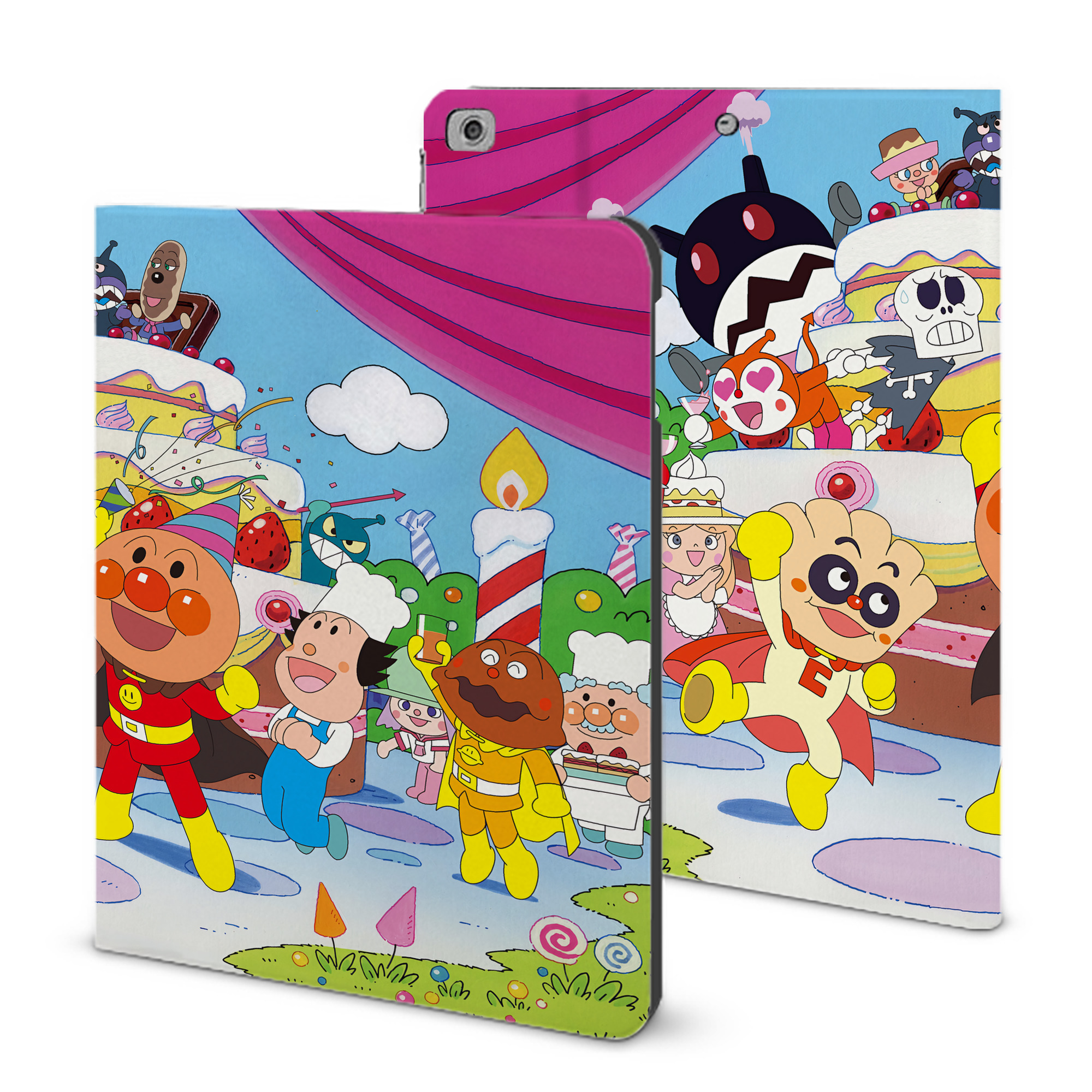 （画像用） アンパンマン Anpanman IPad ケース ブック型 PUレザー TPU 耐衝撃 軽量 薄型 ペン収納なし 全面保護 IPad 各モデル対応